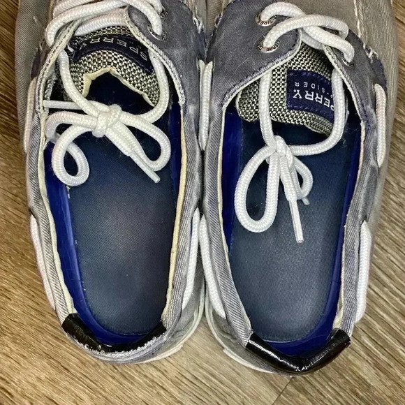 Mens Grey and Blue Sperry Boat Shoes - 9 - Picture 5 of 10